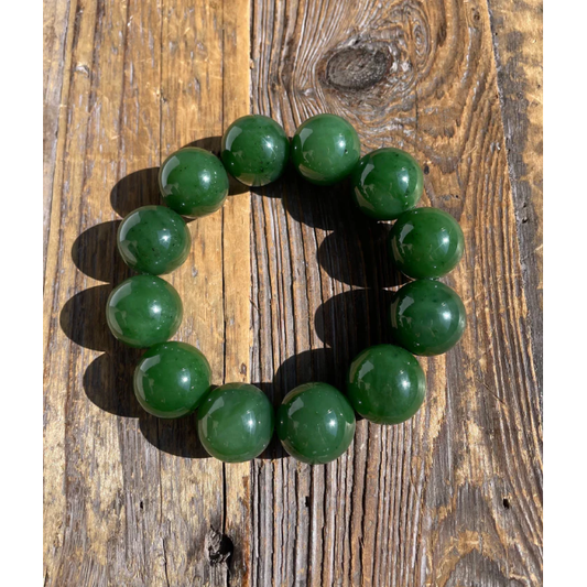 Natural hand-crafted Canada 20mm AA Grade Jade Bracelet